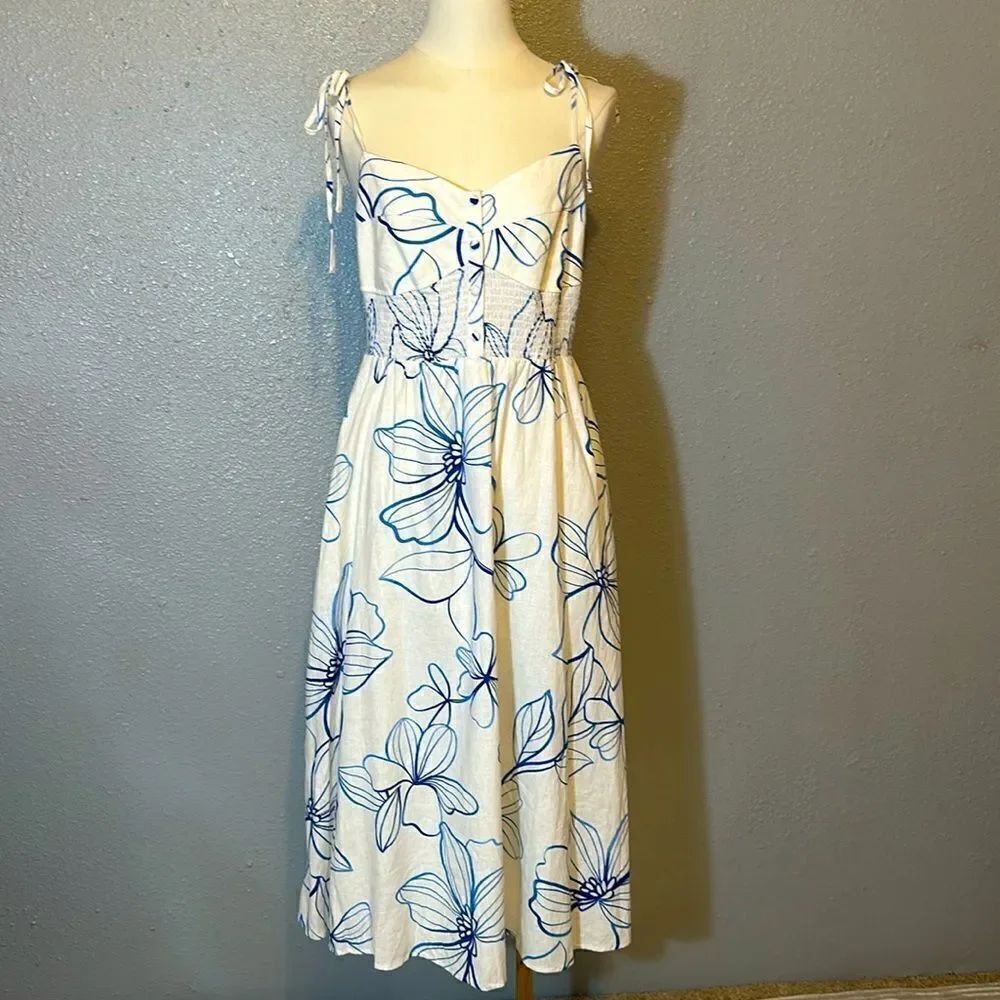 NEW Gap women’s floral linen blend dress with pockets size M